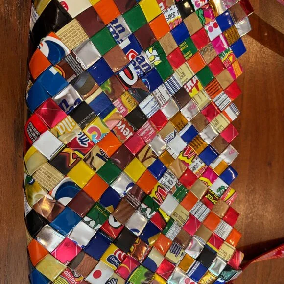 Nahui Ollin Handcrafted Sustainable Recycled Tutti Fruitti Shoulder Bag - Picture 3 of 12